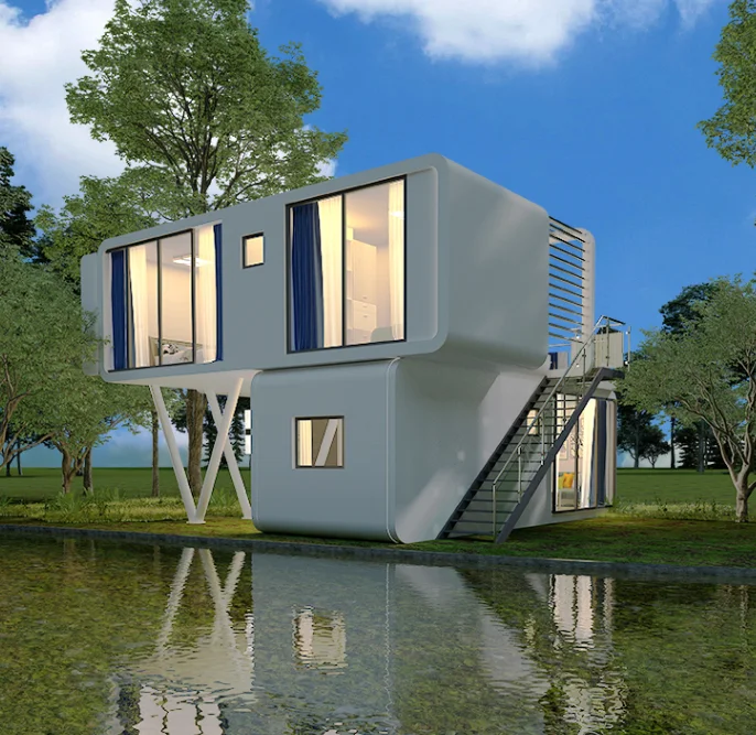 Prefab Family Container IOT Tiny Mobile Home, Luxury Prefabricated Space capsule carbin Box House, Smart Home Villa alarm kit